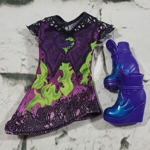 Disney Descendants 3 Mal Doll Replacement Purple & Blue Flame Boots‎ And Dress